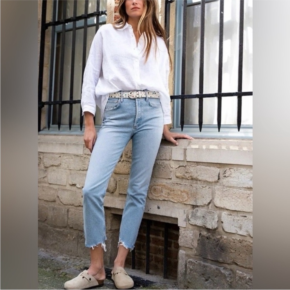 Agolde Riley High Rise Straight Crop Jeans in Bitter 29